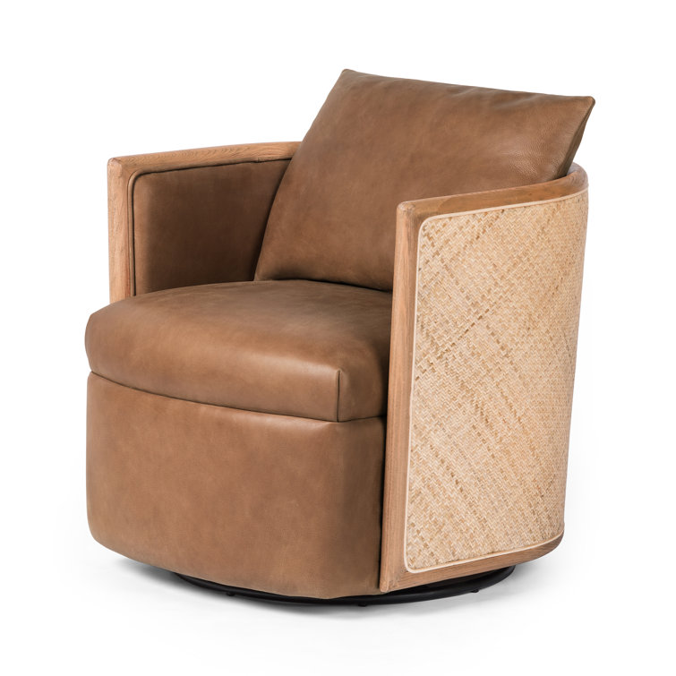 Newbury Brown Leather Swivel Barrel Armchair