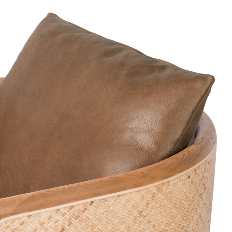 Newbury Brown Leather Swivel Barrel Armchair