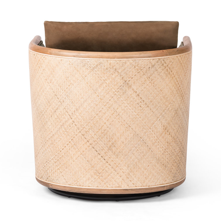 Newbury Brown Leather Swivel Barrel Armchair