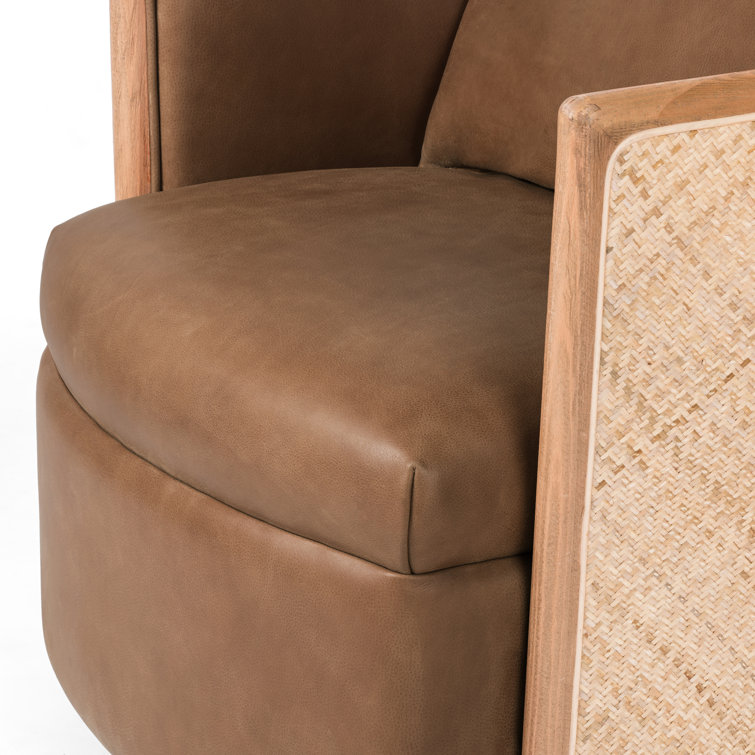 Newbury Brown Leather Swivel Barrel Armchair