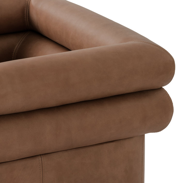 Palermo Cognac Leather Barrel Swivel Chair in Brown