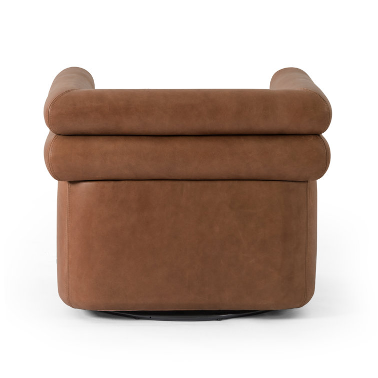 Palermo Cognac Leather Barrel Swivel Chair in Brown