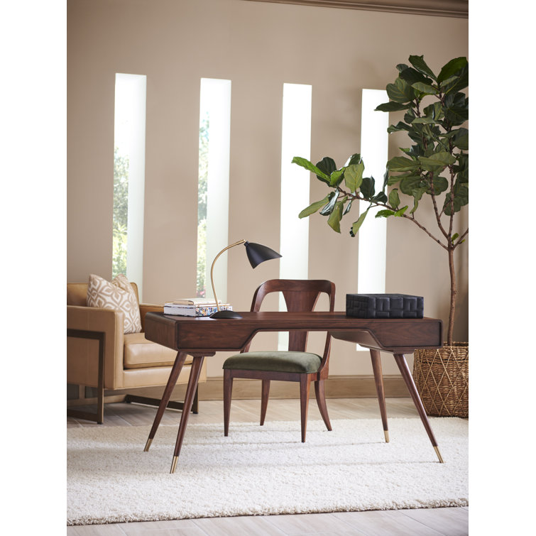 Cassina 56'' Transitional Home Office Desk in Rich Walnut with Drawers