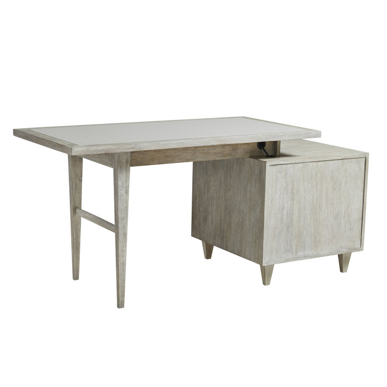 Light Gray Oak Home Office Desk with Filing Cabinet