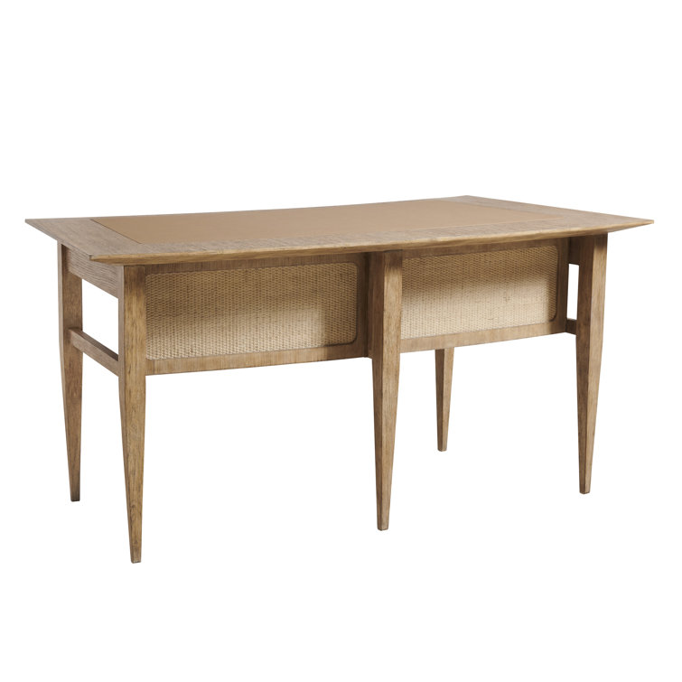 Light Chestnut Oak Home Office Desk with Cane Panels