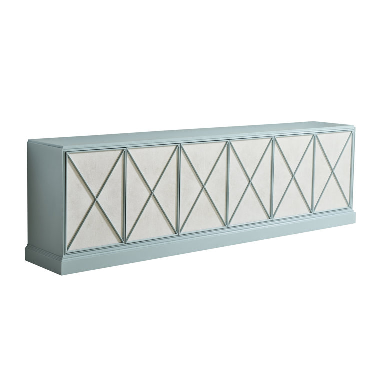 Rosalind 103" White and Blue Hardwood Media Console