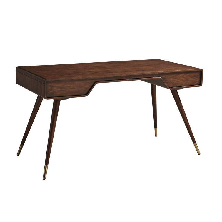 Cassina 56'' Transitional Home Office Desk in Rich Walnut with Drawers