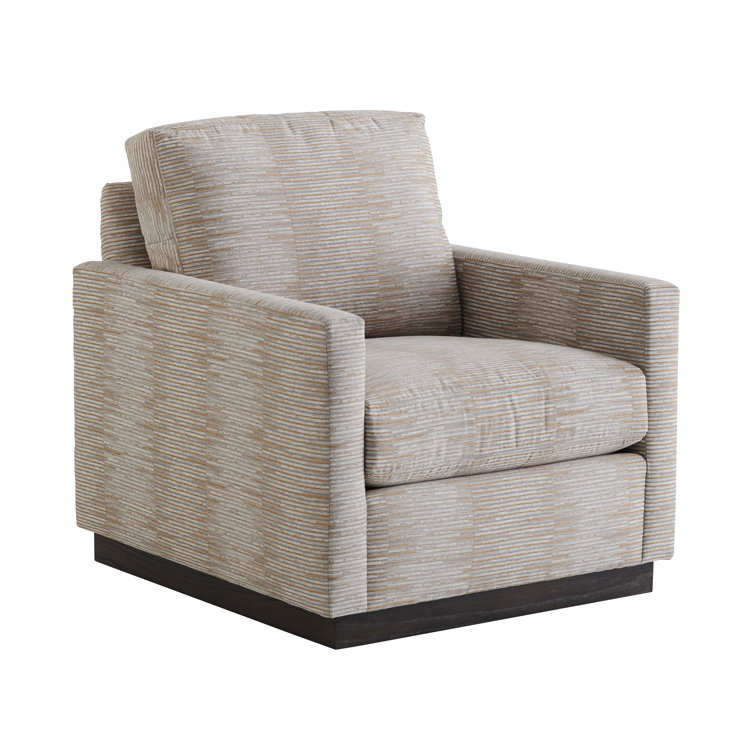 Arrowleaf Beige Wood Upholstered Armchair by Barclay Butera