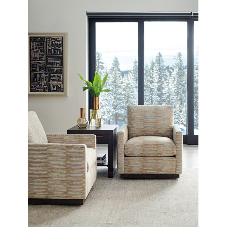 Arrowleaf Ultra-Down Swivel Accent Chair in Elegant Wood Finish
