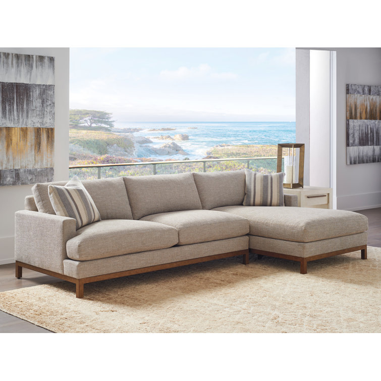 Elegant Taupe and Brass 110" Upholstered Sectional Sofa