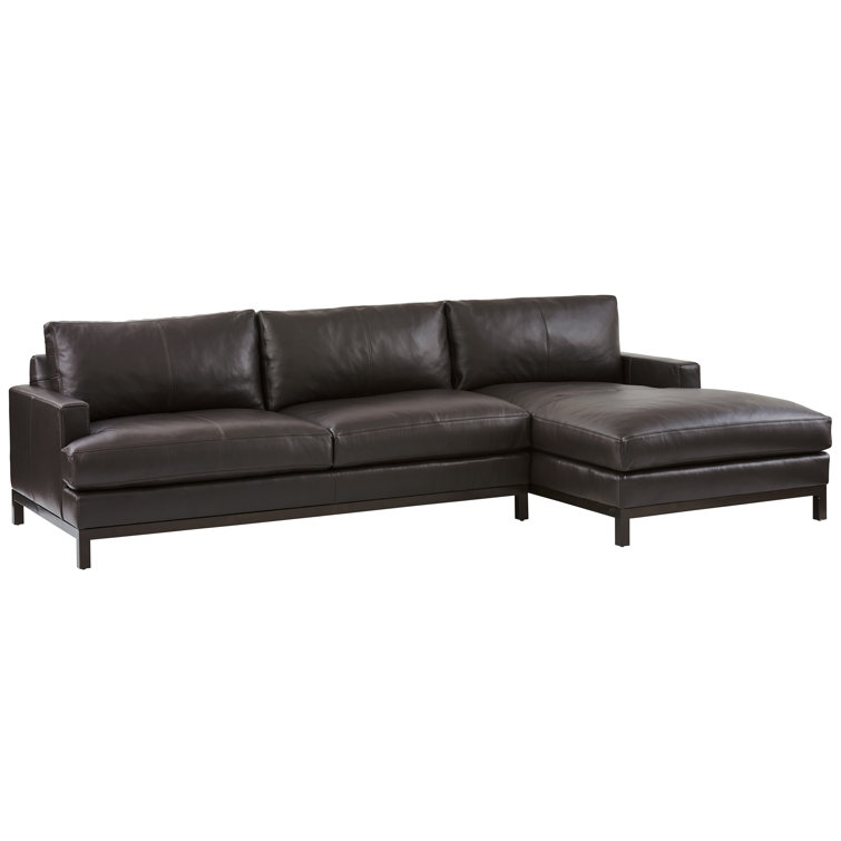 Barclay Horizon 100.5" Black Leather Metal-Accented Sectional Sofa