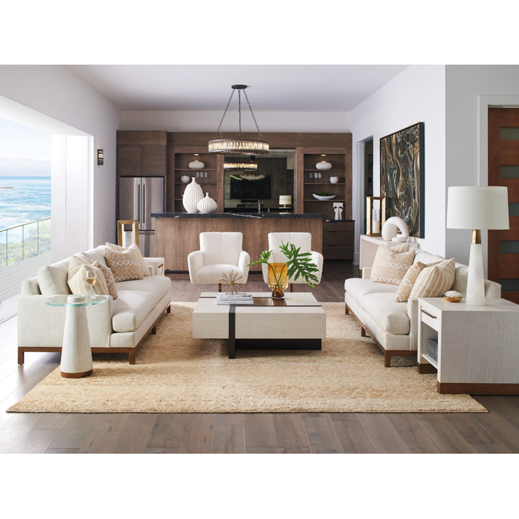 Castlewood Cream Round Wood & Glass Accent Table