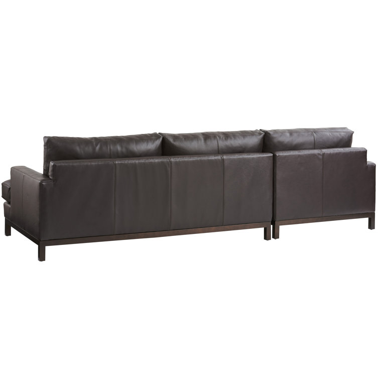 Black Leather Left Hand Facing Sectional Sofa