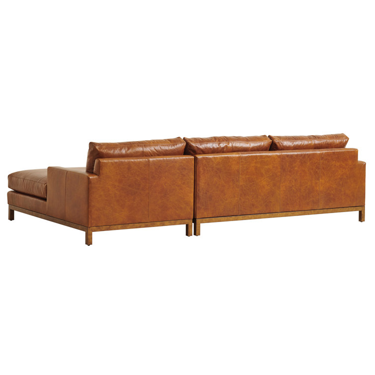 Calais Brass Horizon 100.5" Leather Track Arm Sofa Chaise