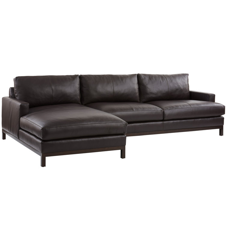 Black Leather Left Hand Facing Sectional Sofa