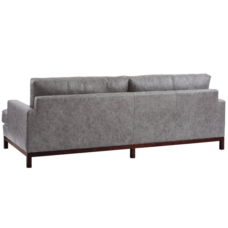 Barclay Butera Horizon 88'' Bronze Leather Sofa with Down Fill Cushions