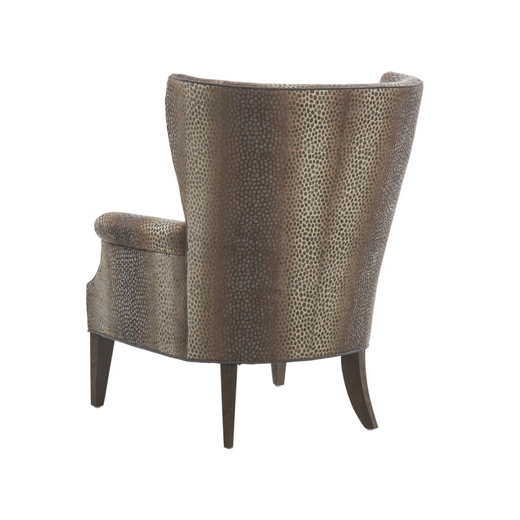 Arrowleaf Brown Wood Wingback Chair by Barclay Butera