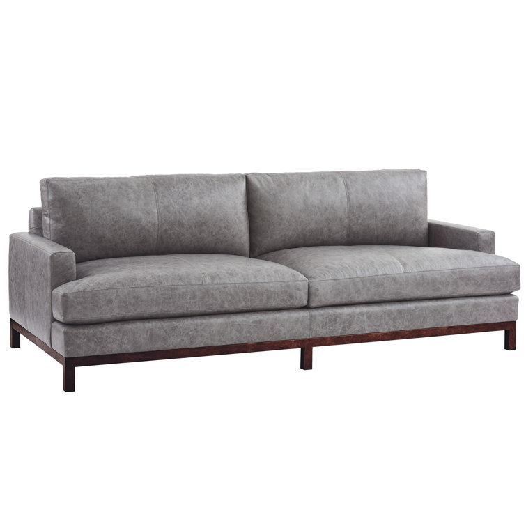 Barclay Butera Horizon 88'' Bronze Leather Sofa with Down Fill Cushions