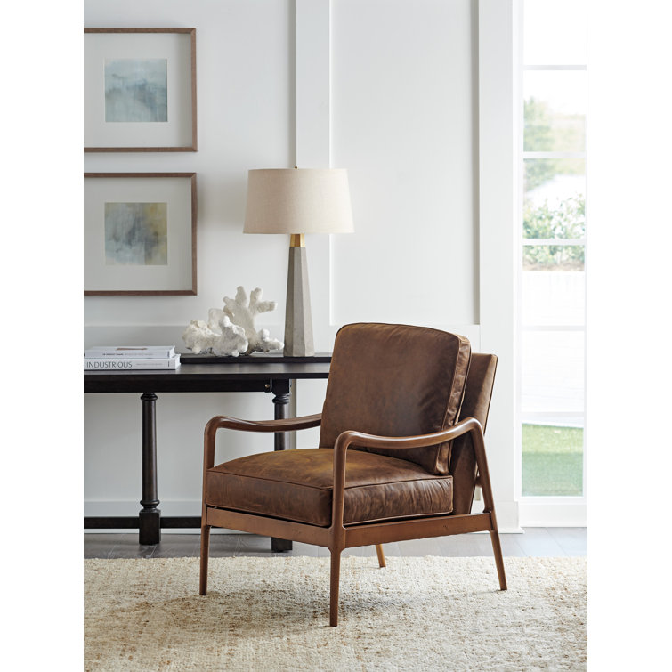 Handcrafted Brown Leather Armchair with Metal Frame