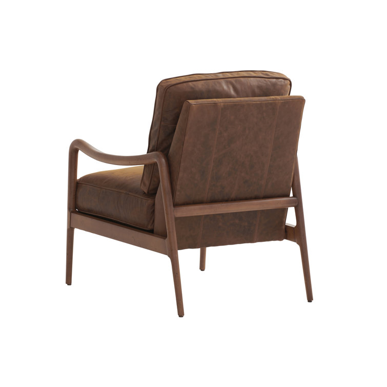 Handcrafted Brown Leather Armchair with Metal Frame