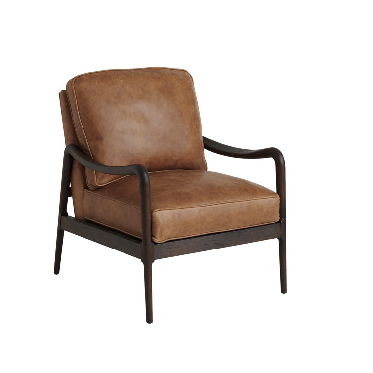 Arrowleaf Ocean Faux Leather and Wood Armchair