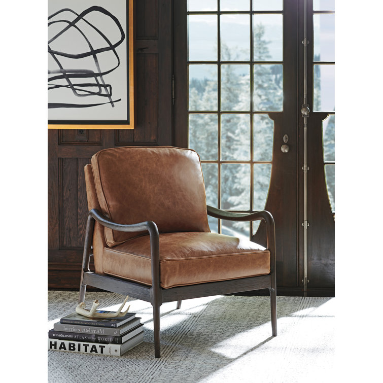 Arrowleaf Ocean Faux Leather and Wood Armchair