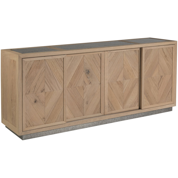 Contemporary Verite 68'' Gray/Brown White Oak Media Console with Cabinet