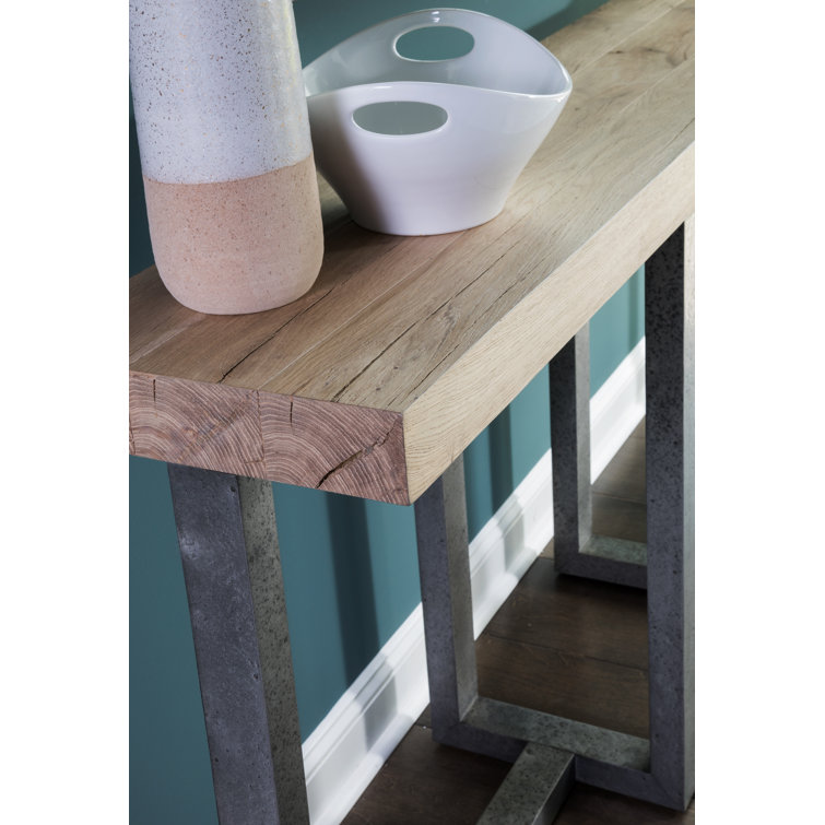 Verite 72'' Gray-Brown Oak and Gun Metal Modern Console Table