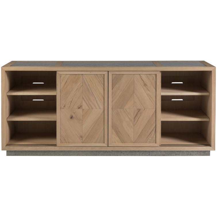 Contemporary Verite 68'' Gray/Brown White Oak Media Console with Cabinet