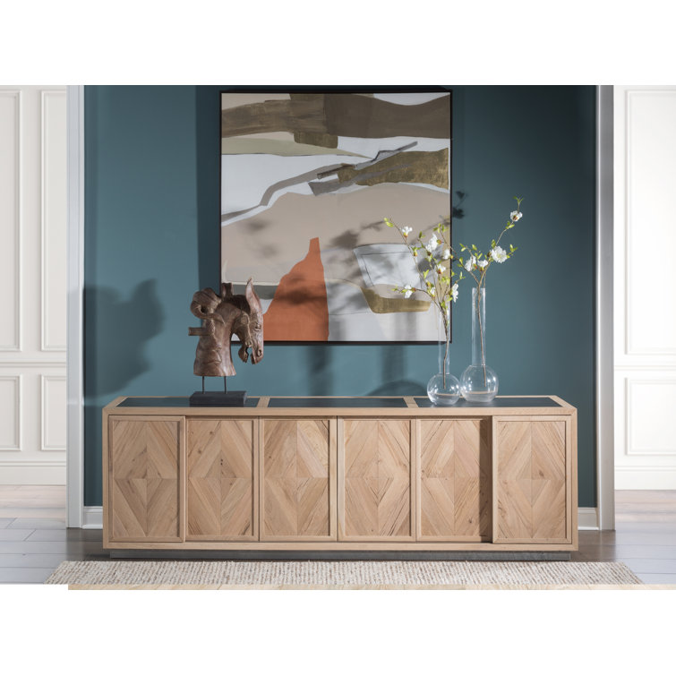 Contemporary Verite Long Media Console in Gray-Brown White Oak