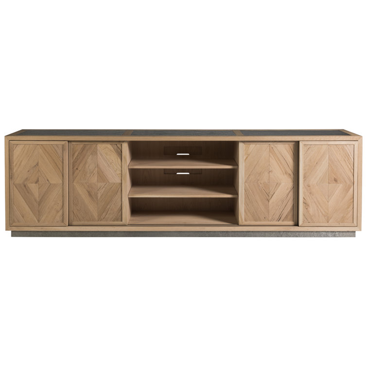 Contemporary Verite Long Media Console in Gray-Brown White Oak