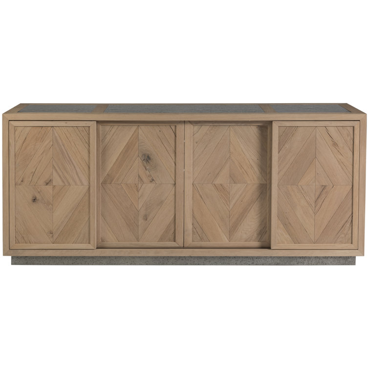 Contemporary Verite 68'' Gray/Brown White Oak Media Console with Cabinet