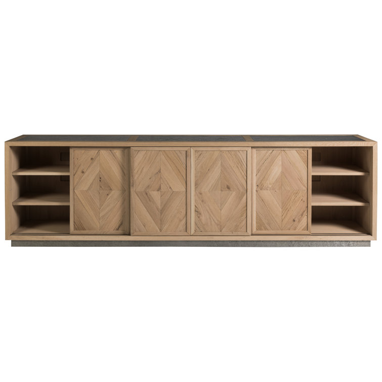 Contemporary Verite Long Media Console in Gray-Brown White Oak