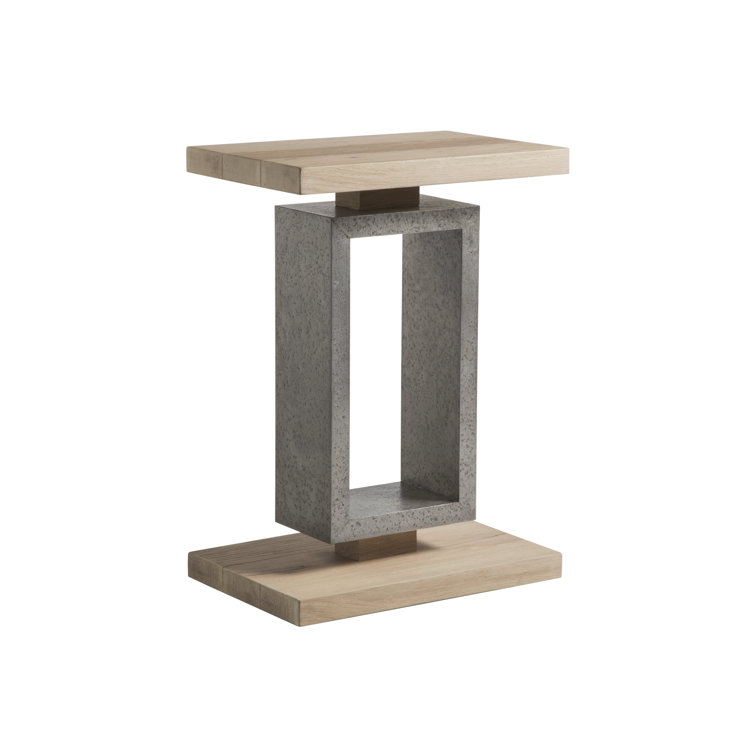 Verite Contemporary Gray-Brown Wood and Metal Spot Table
