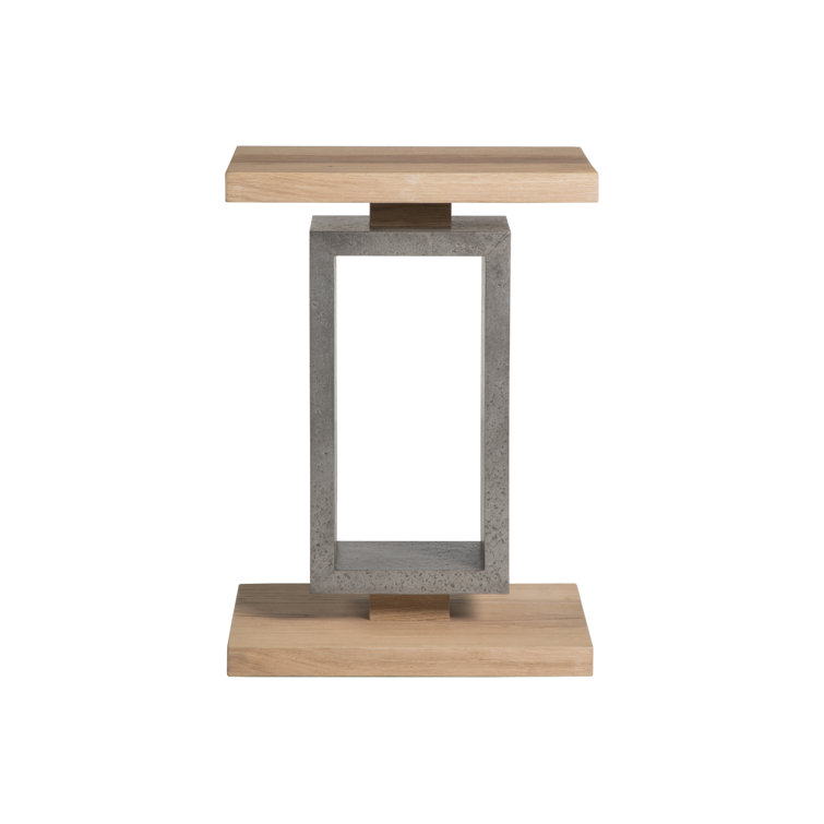 Verite Contemporary Gray-Brown Wood and Metal Spot Table