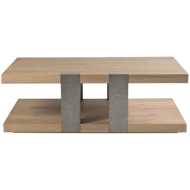 Modern Organic White Oak and Aluminum Rectangular Cocktail Table