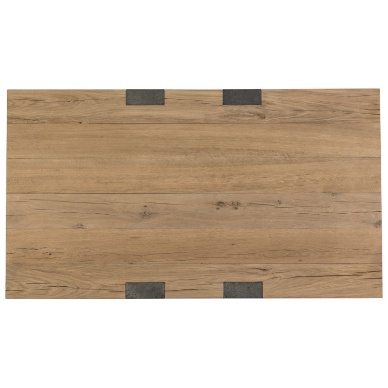 Modern Organic White Oak and Aluminum Rectangular Cocktail Table