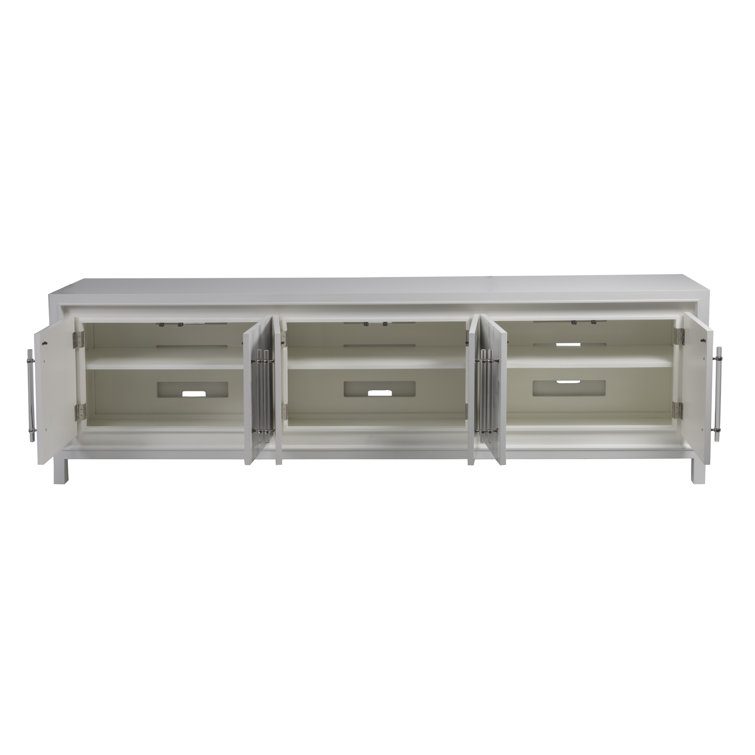 Elation Faux Horn 6-Door Media Console in Light Gray and White