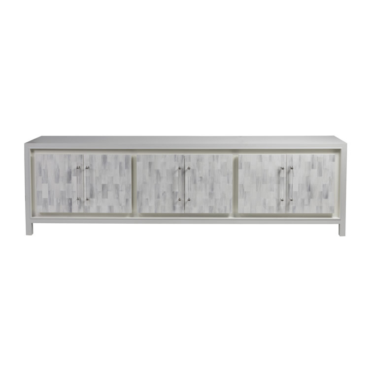 Elation Faux Horn 6-Door Media Console in Light Gray and White