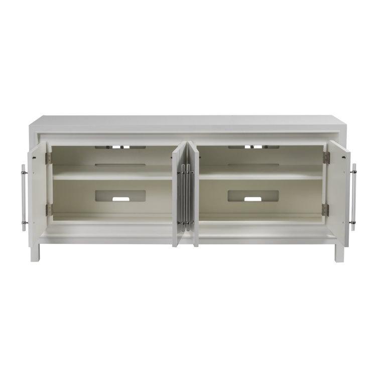 Elation Contemporary White and Gray Media Console with Cabinet