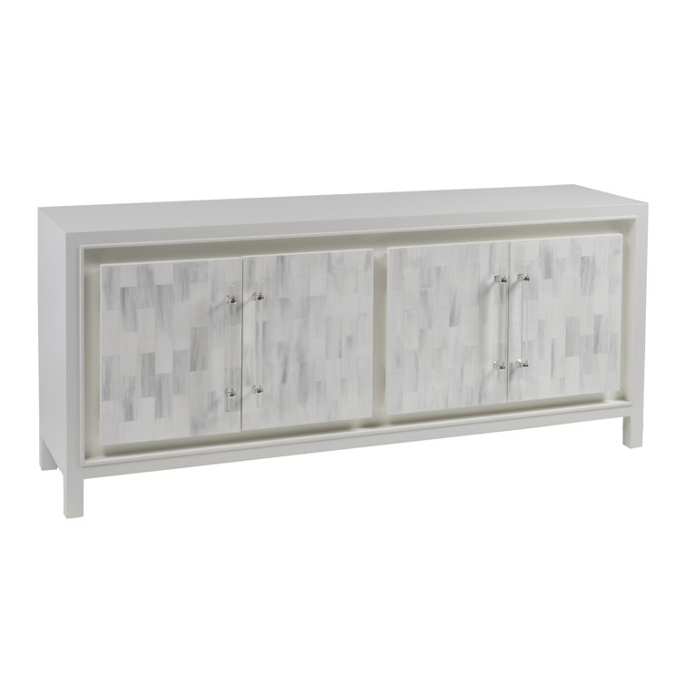 Elation Contemporary White and Gray Media Console with Cabinet