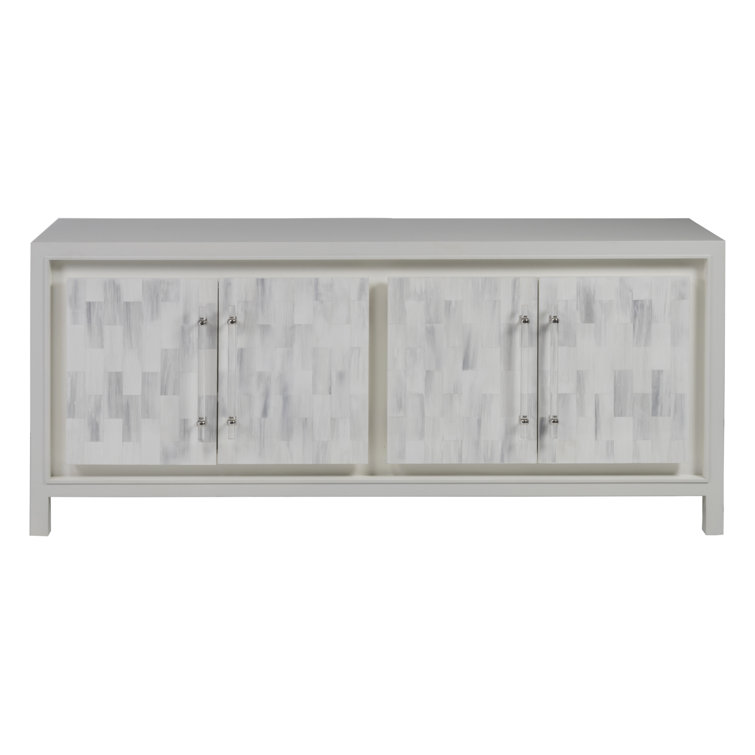 Elation Contemporary White and Gray Media Console with Cabinet