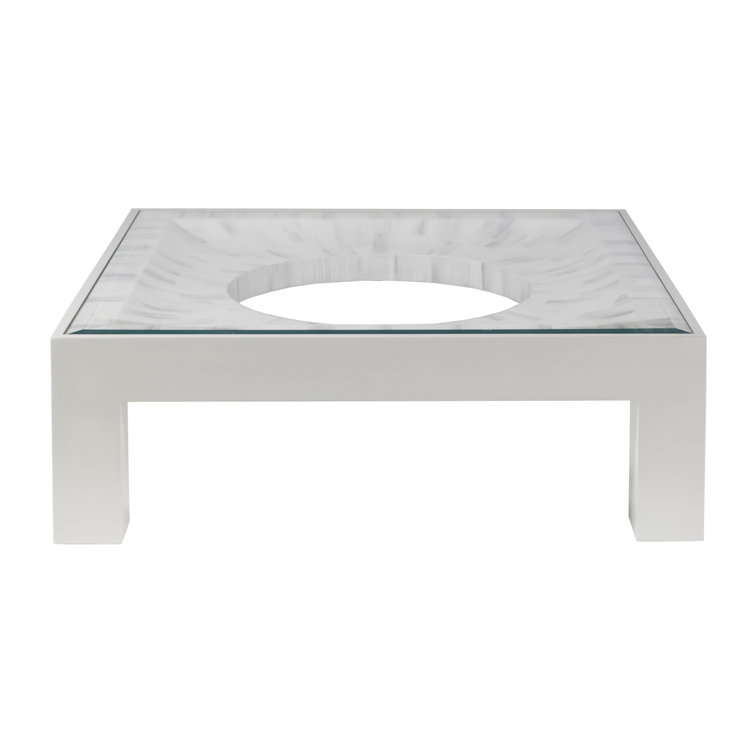 Elation White and Gray Square Glass Cocktail Table