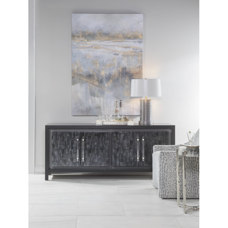 Elation Contemporary White and Gray Media Console with Cabinet