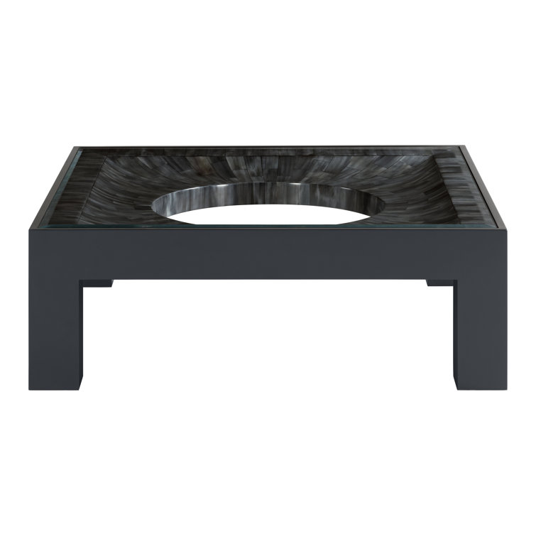 Modern Gray Square Cocktail Table with Faux Horn Motif