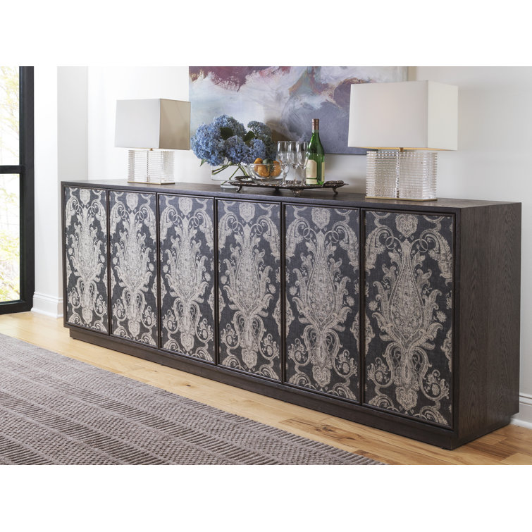 Mocha Brown Satin Sheen 98'' Contemporary Oak Media Console
