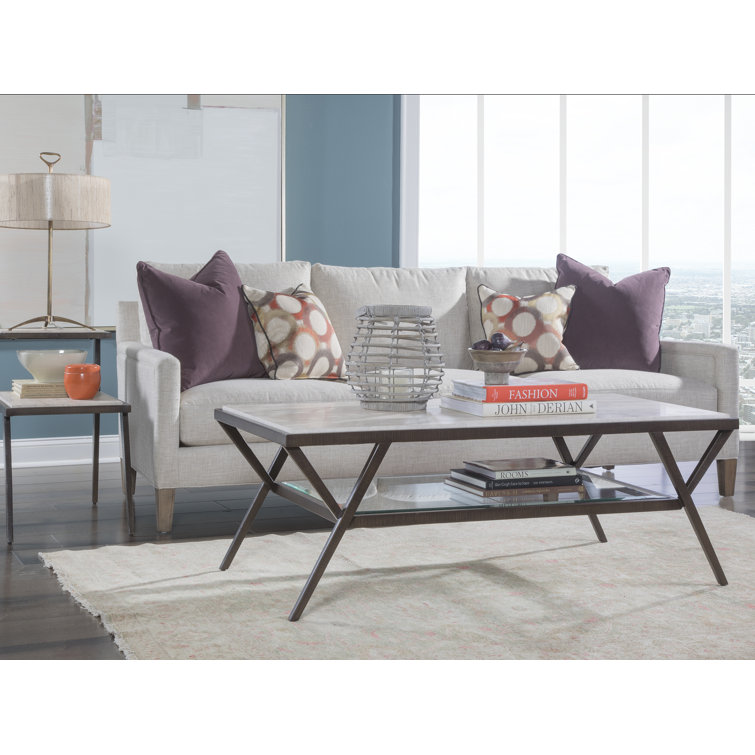 Contemporary Modern Adamo Side Table with Tiled Travertine Shelves