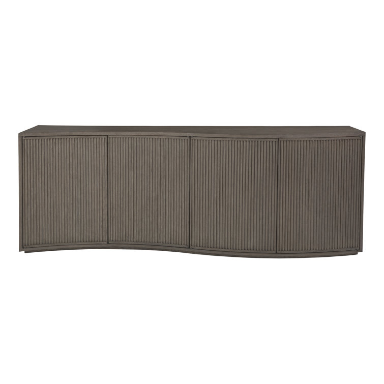 88" Gray Oak Modern Media Console with Cabinet
