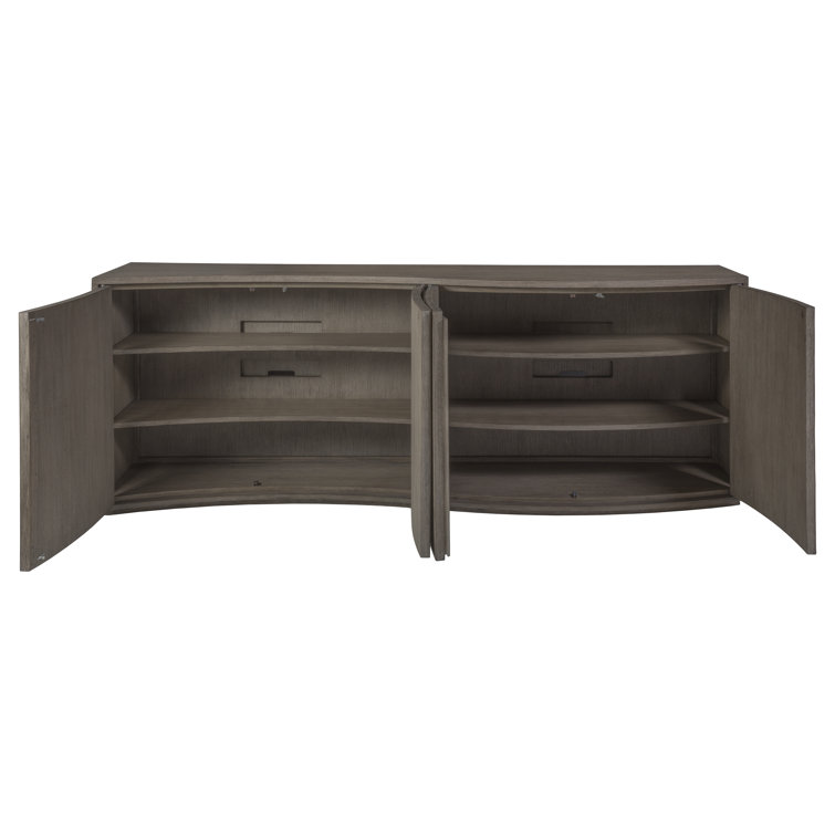 88" Gray Oak Modern Media Console with Cabinet