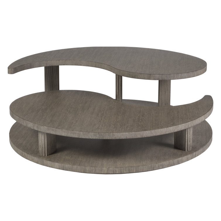 Cappuccino Grey Oak Fluted Round Cocktail Table 44" Modern Design